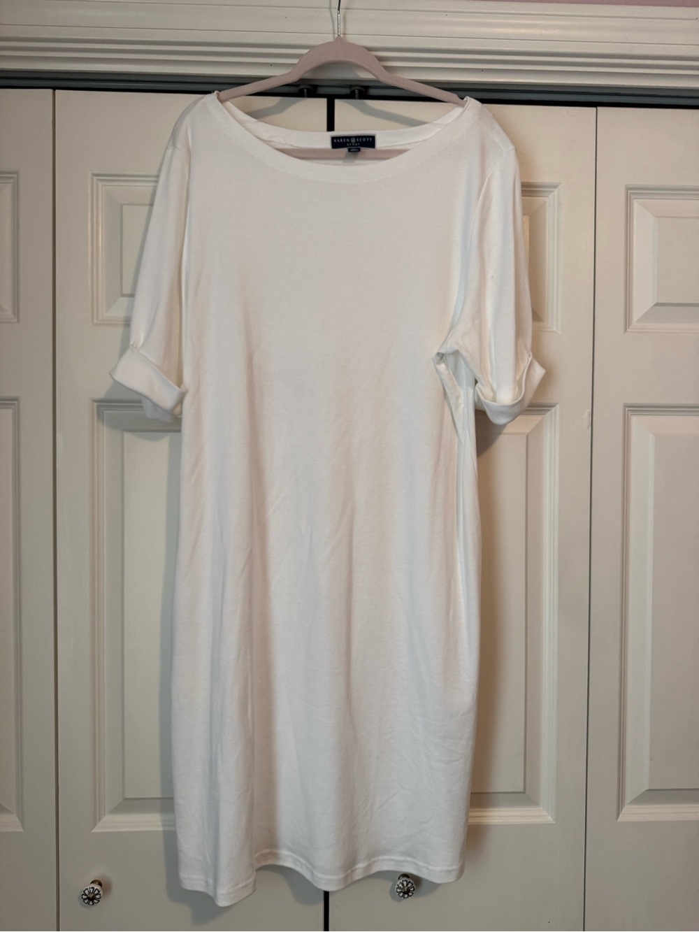 Karen Scott White Midi T-Shirt Dress